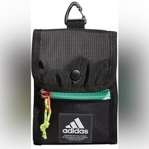 Adidas lanyard neck wallet neck pouch athletic black teal Crossbody bag new